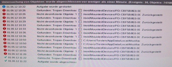 Screenshot Trojaner und Malware